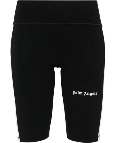 Palm Angels Shorts Cyclist Track Con Stampa - Nero