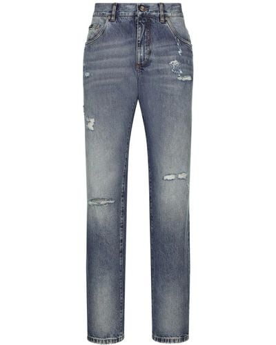 Dolce & Gabbana Jeans effetto consumato a gamba larga - Blu