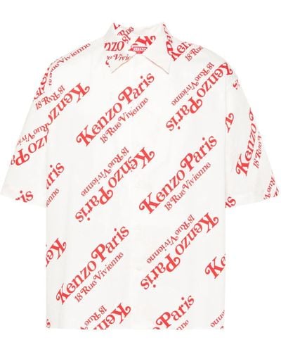 KENZO Allover Logo Cotton Shirt - Pink