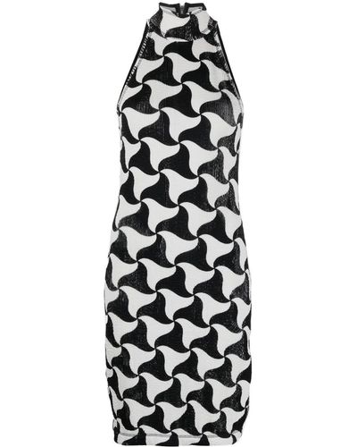Bottega Veneta Abstract Triangle Elasticated Dress - Black