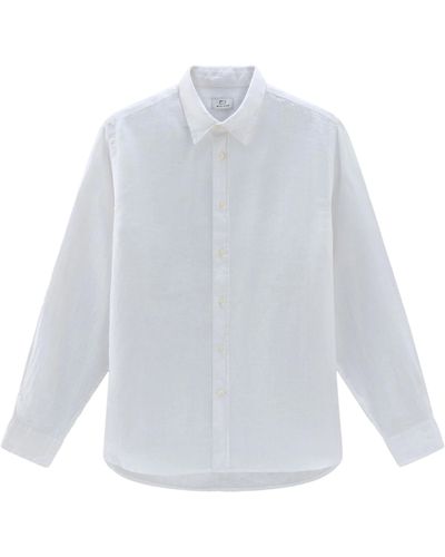 Woolrich Point-collar Linen Shirt - White