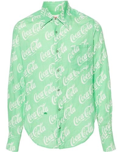 ERL Camicia con stampa coca-cola - Verde