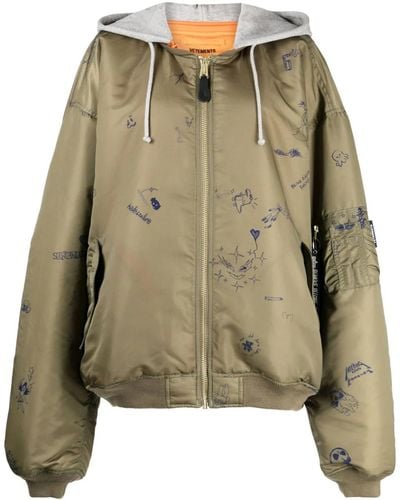 Vetements Bomber Scribbled - Green