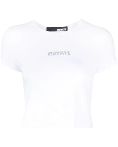 ROTATE BIRGER CHRISTENSEN Crystal-embellished Logo T-shirt - White