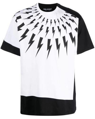 Neil Barrett T-shirt con stampa Lightning Bolt - Bianco