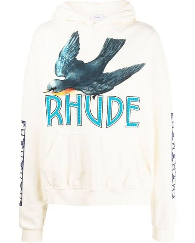 Rhude Bird-graphic Logo-print Hoodie - Multicolour