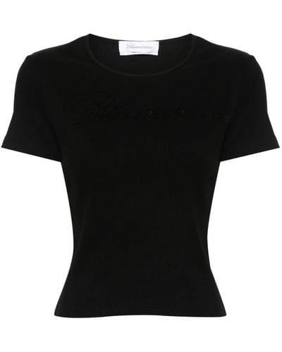 Blumarine T-shirt con strass - Nero