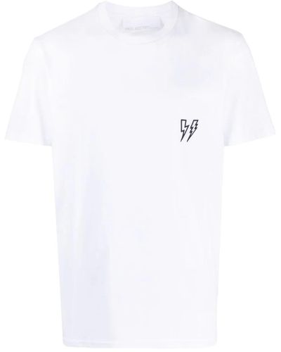 Neil Barrett T-shirt con ricamo Thunderbolt - Bianco