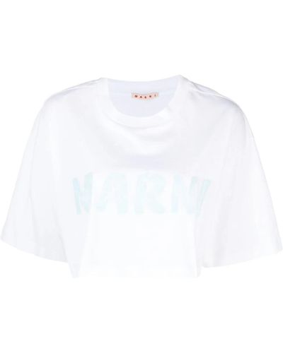 Marni T-Shirt Crop Con Stampa - Bianco