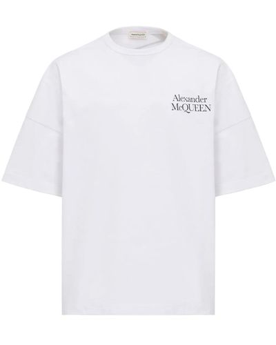 Alexander McQueen T-shirt con logo oversize - Bianco
