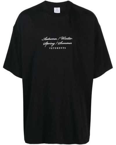 Vetements T-shirt nera logo season - Nero