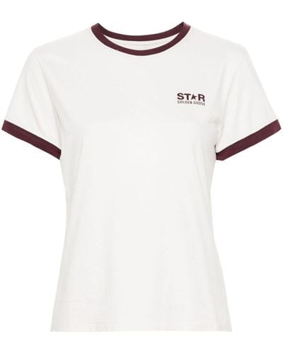 Golden Goose Bordeaux Cotton T Shirt With Logo - White