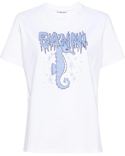 Ganni Seahorse T-shirt - Blue