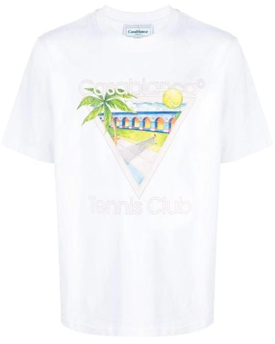 Casablancabrand Tennis Club Graphic-print Cotton-jersey T-shirt Xx - White