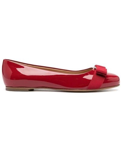 Ferragamo Varina Flat Ballerina Shoes - Red