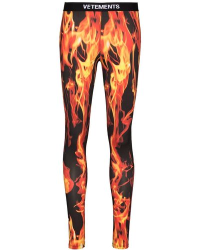 Vetements Fire Print High-waisted leggings - Orange
