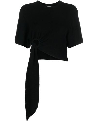 Nanushka Davita Asymmetric Terrycloth Top - Black