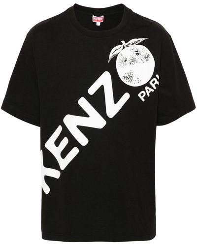 KENZO T-shirt in cotone con logo - Nero