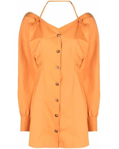 Nanushka Long-sleeve Button-fastening Dress - Orange