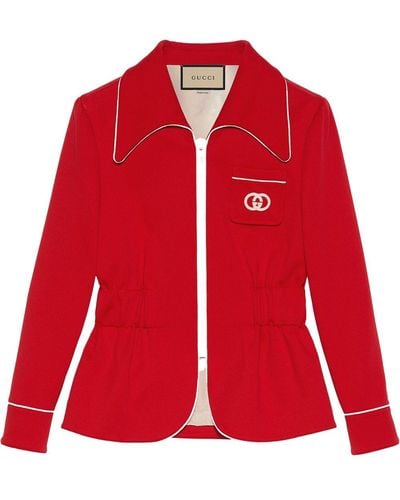 Gucci Interlocking GG Zipped Lightweight Jacket - Red