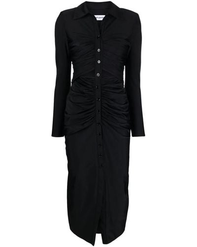 Self-Portrait Cut Out Midi Dress In Black Jersey With Ruffles
