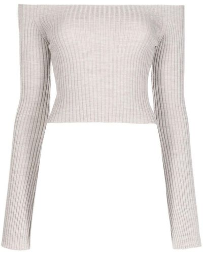 Chloé Ribbed-knit Boat-neck Top - White