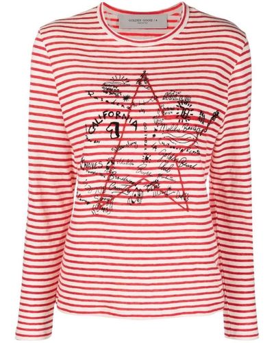 Golden Goose T-shirt a righe - Rosso