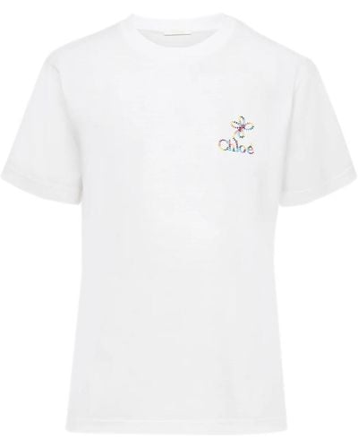 Chloé T-shirt ricamata - Bianco