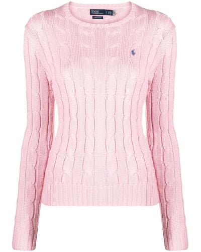Polo Ralph Lauren Pullover A Trecce In Cotone - Rosa
