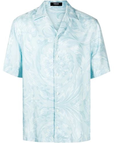 Versace Camicia con stampa barocca - Blu