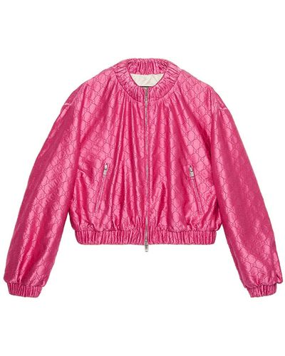 Gucci Monogram-pattern Bomber Jacket - Pink