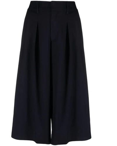 P.A.R.O.S.H. Pleat-detail Wide-leg Cropped Trousers - Blue
