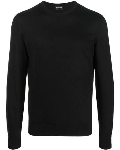 Zegna Crew-neck Cashmere Sweater - Black