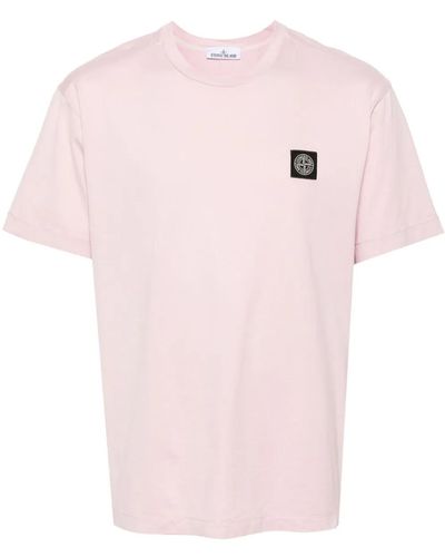 Stone Island T-shirt con logo - Rosa