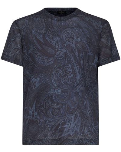 Etro T-Shirt With Paisley Print - Blue