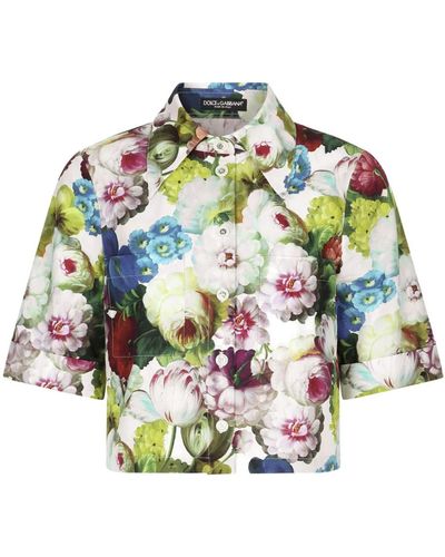 Dolce & Gabbana Camicia Stampa Fiore Notturno - Gray