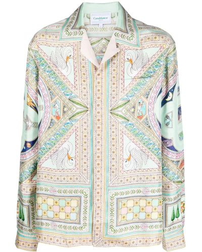 Casablancabrand Le Labyrinthe-print Silk Shirt - Multicolour