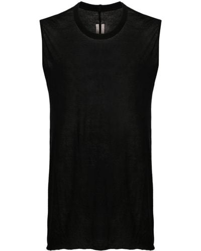 Rick Owens Basic Sleeveless Cotton T-shirt - Black