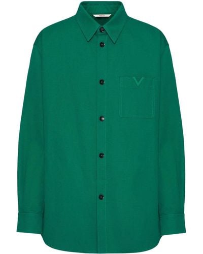 Valentino Garavani Giacca Camicia Con V Detail Gommata - Green