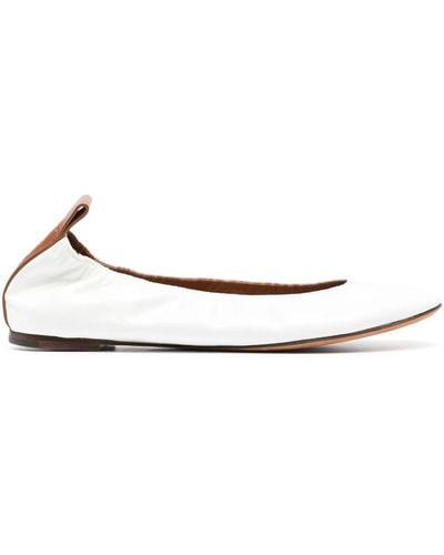 Lanvin Patent Leather Ballerina Shoes - White