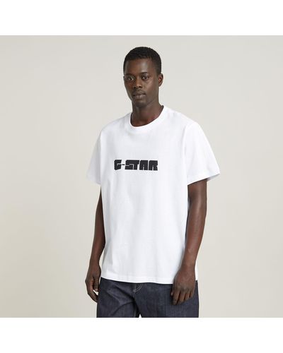 G-Star RAW T-Shirt Graphic Script Loose - Blanc