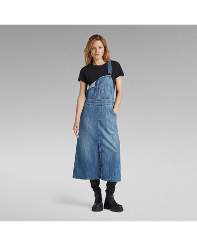 G-Star RAW Robe Midi Dungaree - Bleu