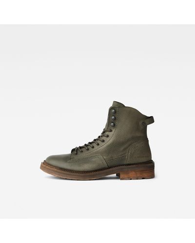 G-Star RAW Roofer IV Mid Washed Leather Stiefel - Grün