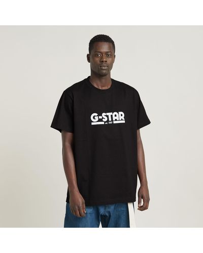 G-Star RAW T-Shirt Line Script Loose - Noir