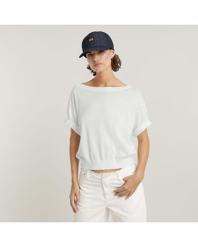 G-Star RAW Pull Blousy Boat Neck Loose - Blanc