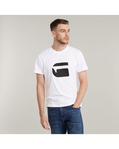G-Star RAW T-Shirt Burger Logo - Blanc