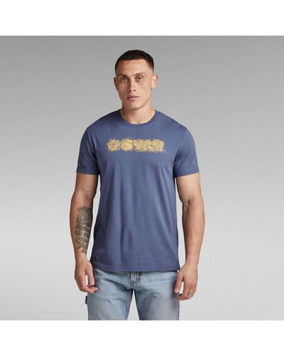 G-Star RAW Distressed Logo T-Shirt - Blau