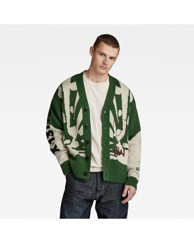 G-Star RAW Cardigan en Maille Holiday Loose - Vert