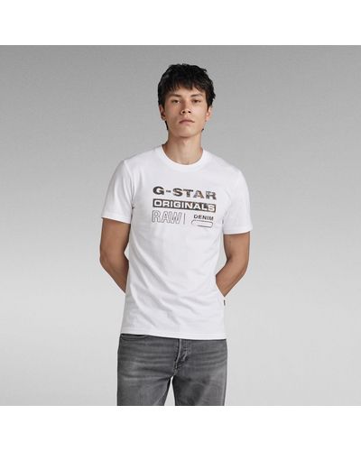 G-Star RAW Distressed Originals Slim T-Shirt - Weiß