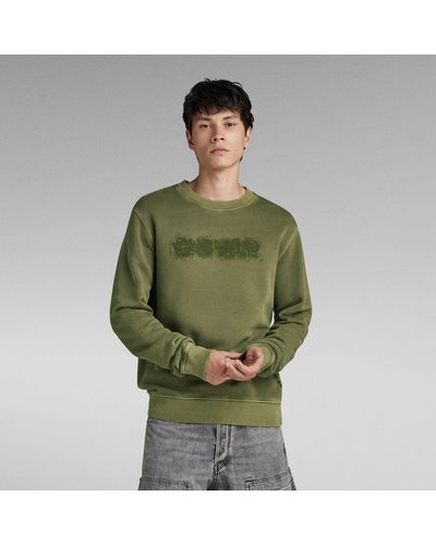 G-Star RAW Distressed Logo Sweatshirt - Grün